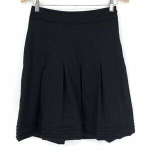 Valentino Roma Women's Size 42/6 Black Wool Blend Peplum Swing Skirt Metallic